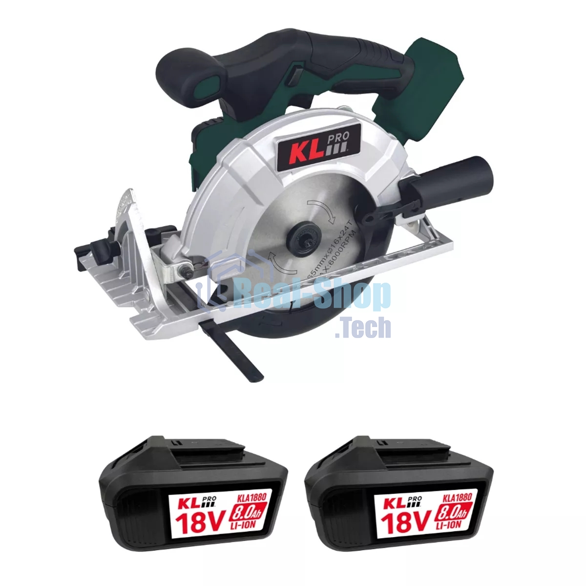 Профессиональная пила циркулярная бесщеточная KLPRO KLDAT18B-80 (18 В/8,0 А·ч, 3650 об/мин, 165мм)