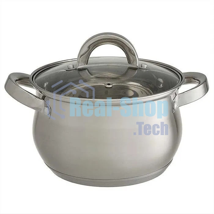 Набор посуды WEBBER BE-616/6 из нерж.стали 6 пр. 2,1 л, 2,9 л, 3,9 л со стеклянными крышками В наборе 6 предметов: кастрюля со стеклянной крышкой 16х10,5 см; 2,1 л кастрюля со стеклянной крышкой 18х11,5 см; 2,9 л кастрюля со стеклянной крышкой 20х12,5см; 3,9л Толщина стали 0,5 мм