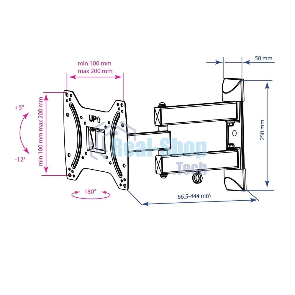 Кронштейн Kromax DIX-22 черный для TV 15