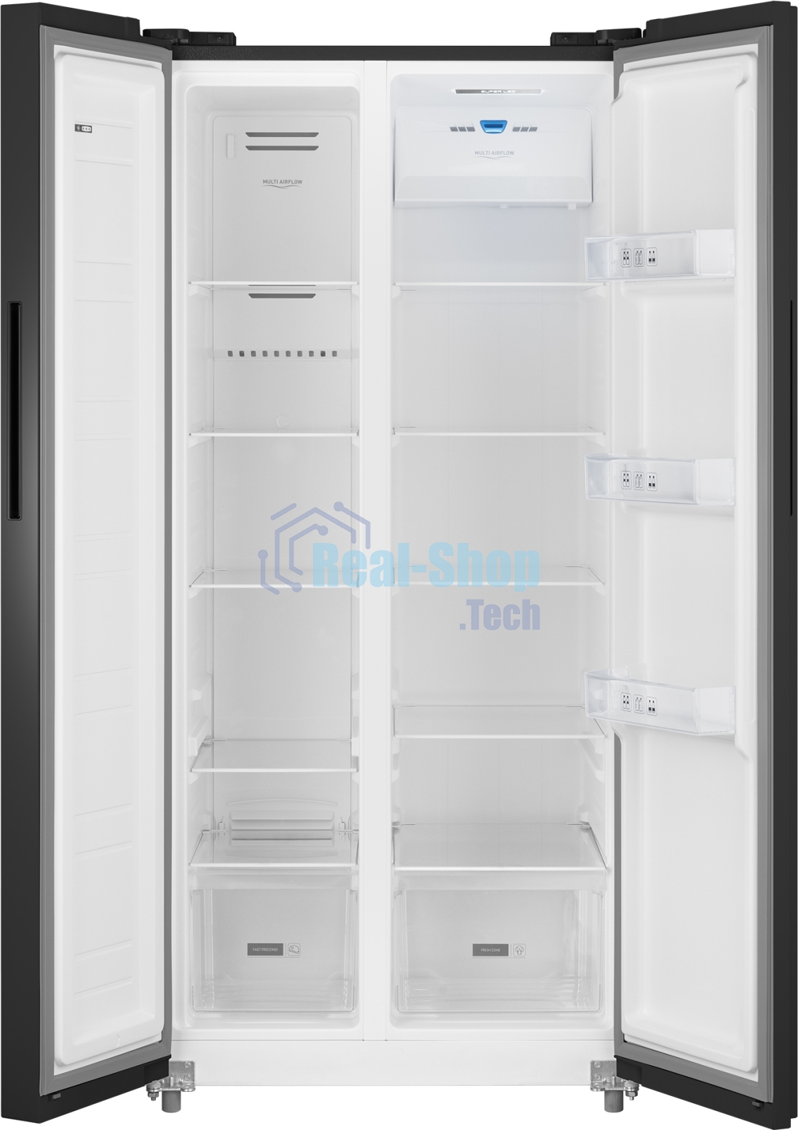 Холодильник Weissgauff WSBS 500 Inverter NoFrost Black двухкамерный 270/180л морозилка слева, No Frost, Side by Side