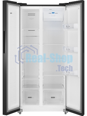 Холодильник Weissgauff WSBS 500 Inverter NoFrost Black двухкамерный 270/180л морозилка слева, No Frost, Side by Side