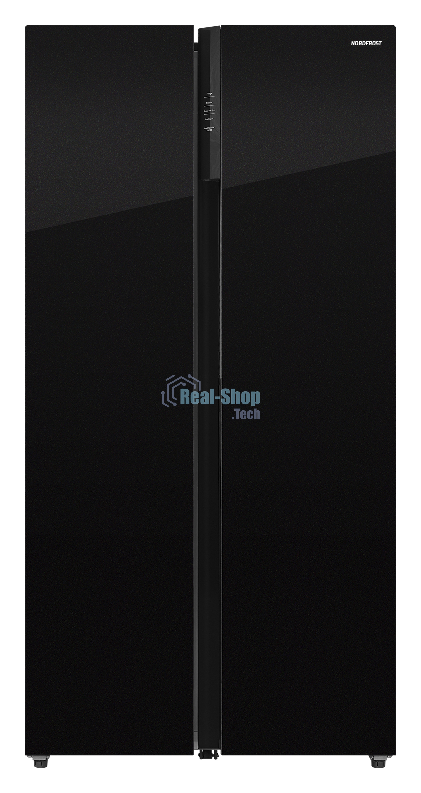 Холодильник Nordfrost RFS 525DX NFGB inverter черное стекло двухкамерный 283/183л морозилка сбоку, No Frost, Side-by-Side