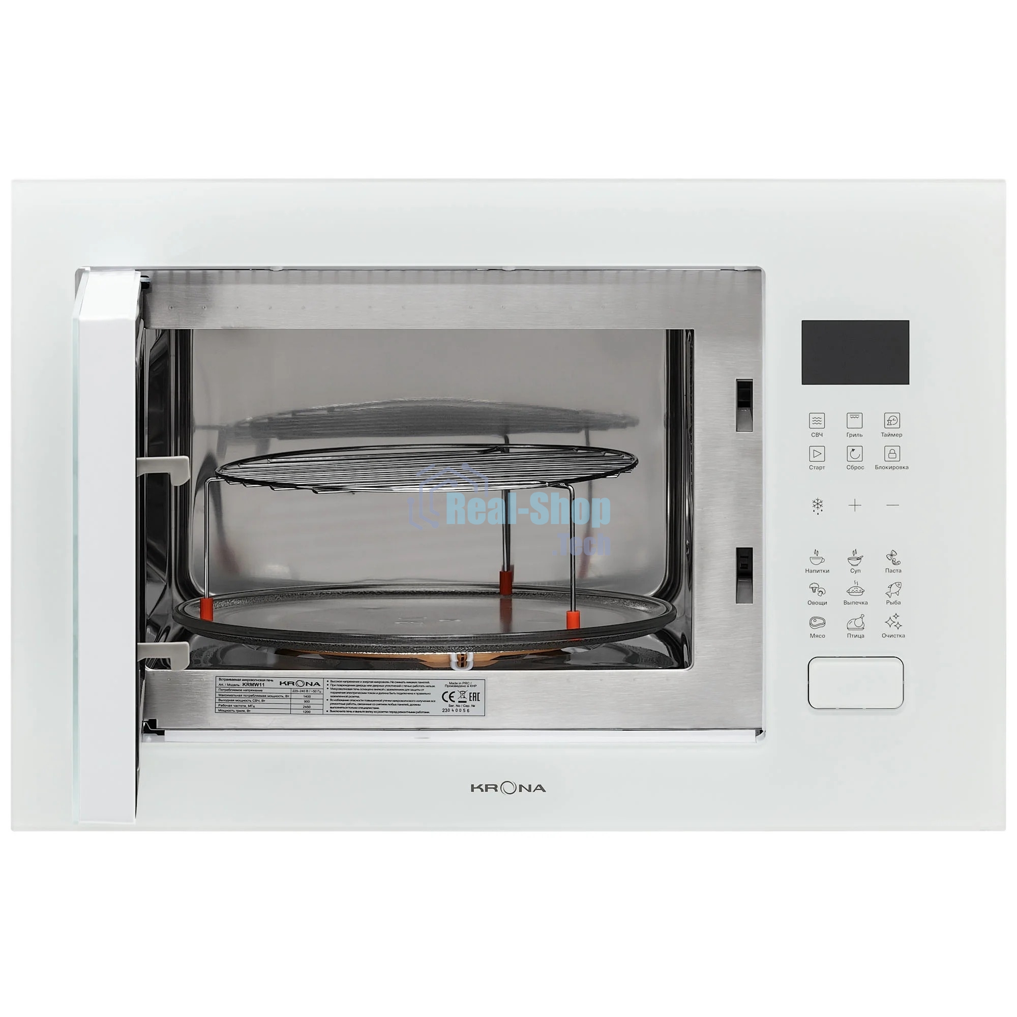 Микроволновая печь встраиваемая Krona REIN 60 WH белый, 25 л, 900 Вт, переключатели - сенсорные кнопочные (Touch Control)