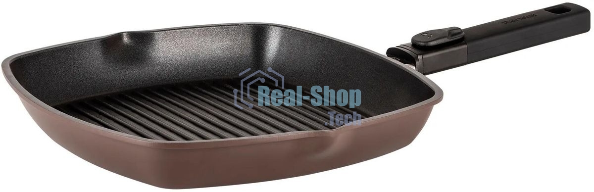 Сковорода-гриль Rondell Praline RDA-1567, 28 см, съемная ручка, без крышки, коричневый