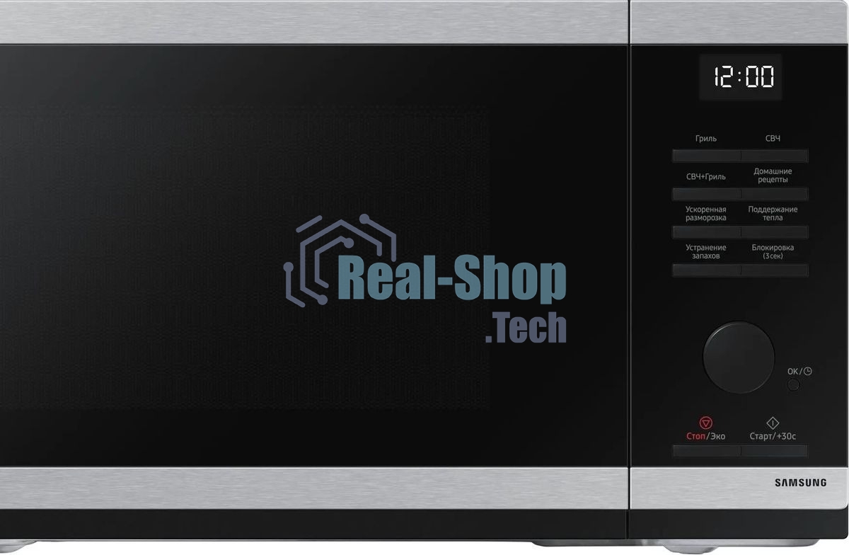 Микроволновая печь Samsung MG23DG4524ATBW нержавеющая сталь/черный 23л. 800Вт переключатели - поворотный механизм