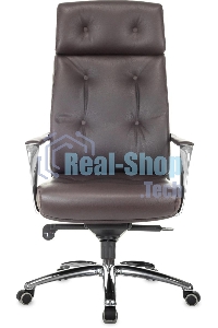 Кресло руководителя Бюрократ DAO/BROWN коричневый, кожа, крестовина алюминий