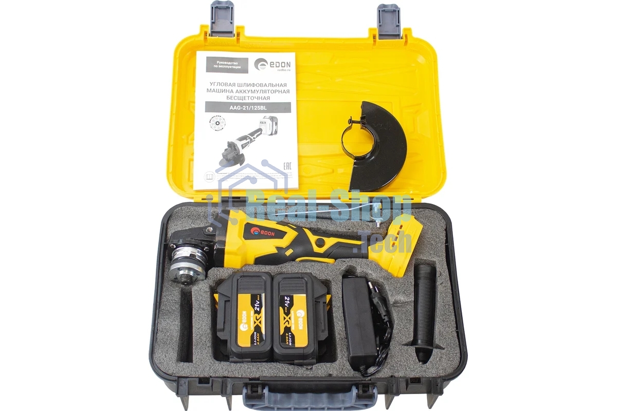 Угловая шлифовальная машина EDON AAG-21/125BL черный/желтый 25093