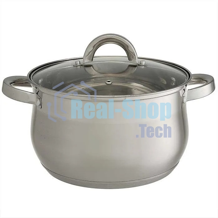 Набор посуды WEBBER BE-616/6 из нерж.стали 6 пр. 2,1 л, 2,9 л, 3,9 л со стеклянными крышками В наборе 6 предметов: кастрюля со стеклянной крышкой 16х10,5 см; 2,1 л кастрюля со стеклянной крышкой 18х11,5 см; 2,9 л кастрюля со стеклянной крышкой 20х12,5см; 3,9л Толщина стали 0,5 мм