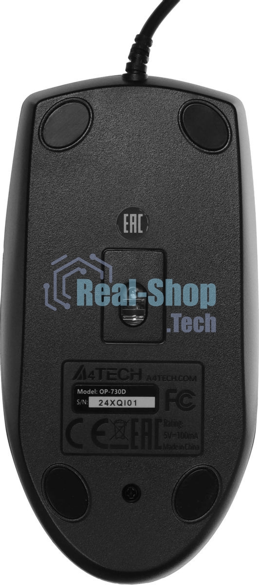 Мышь проводная A4Tech OP-730D черный, 1200 dpi, USB, кнопки - 4