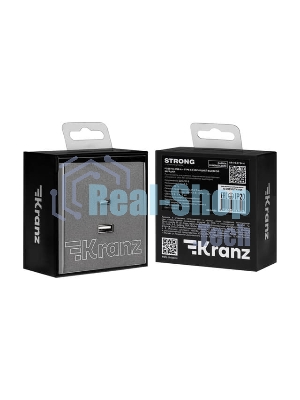 Розетка Kranz STRONG USB-A+Type-C 3А с функцией быстрой зарядки графит