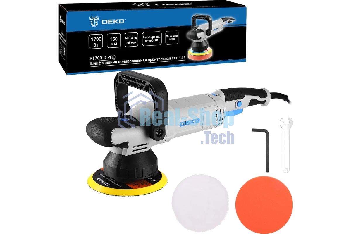 Шлифмашина полировальная орбитальная сетевая DEKO P1700-D PRO, 150мм, 1700 Вт