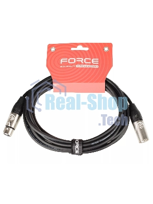 Кабель микрофонный FORCE FMC-05/4.5XLR (M) - XLR (F), высококачественный балансный, малошумящий с проводниками из безкислородной меди OFC, диаметр 6 мм, профессиональные металлические разъемы, длина 4,5 м, цвет черный