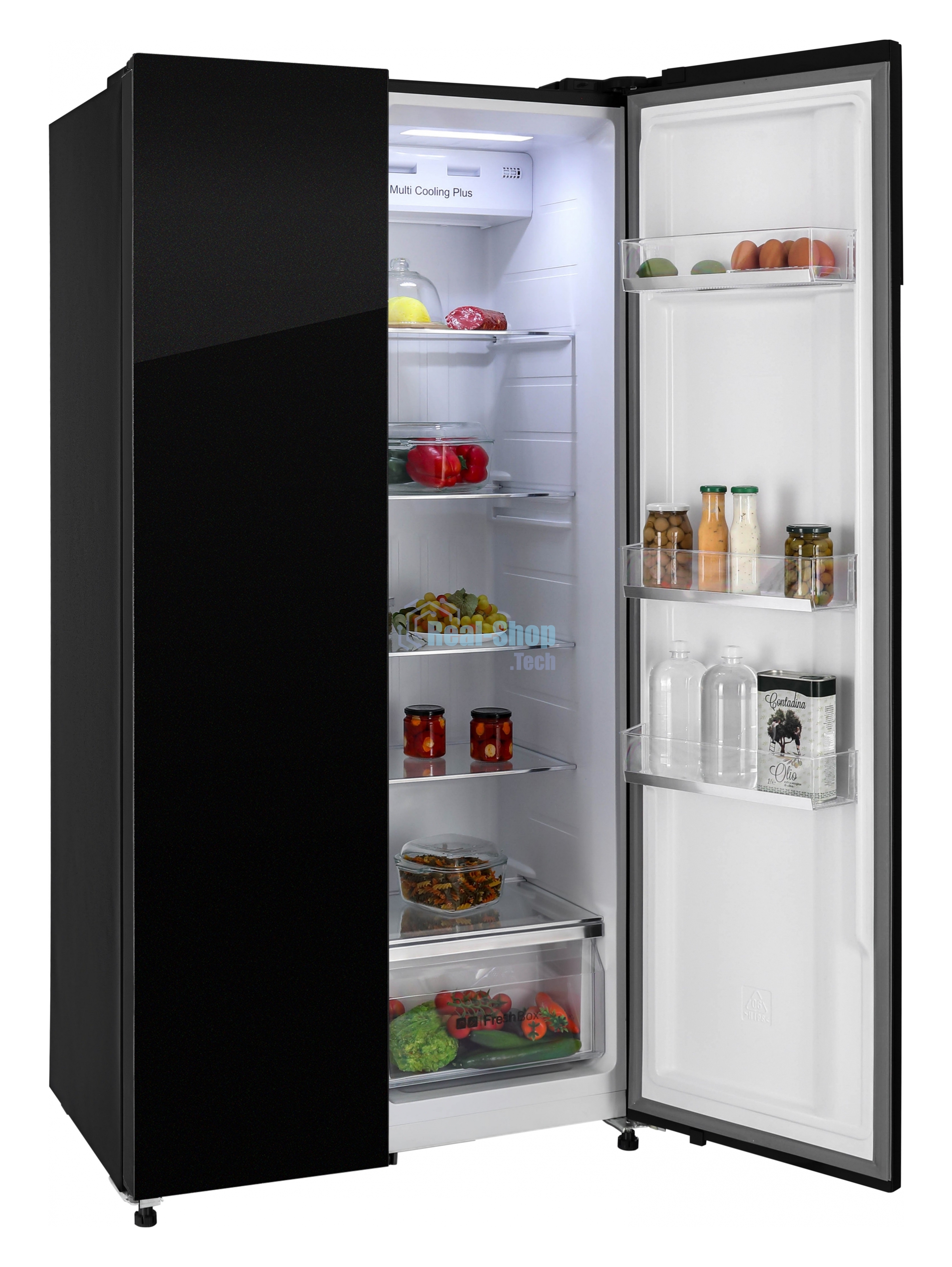 Холодильник Nordfrost RFS 525DX NFGB inverter черное стекло двухкамерный 283/183л морозилка сбоку, No Frost, Side-by-Side