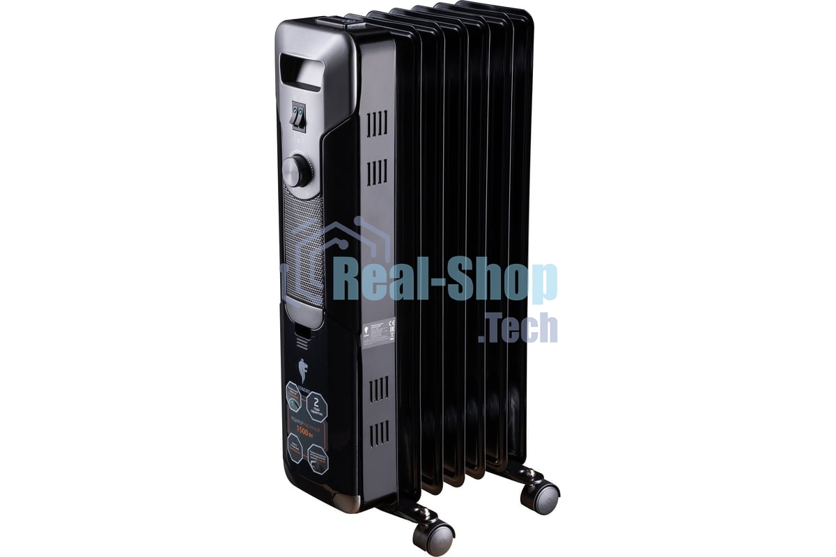 Обогреватель масляный Leonord LE-1907 (7 секций) черный, 1500 Вт, 10 м2, термостат