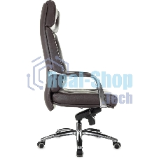 Кресло руководителя Бюрократ DAO/BROWN коричневый, кожа, крестовина алюминий