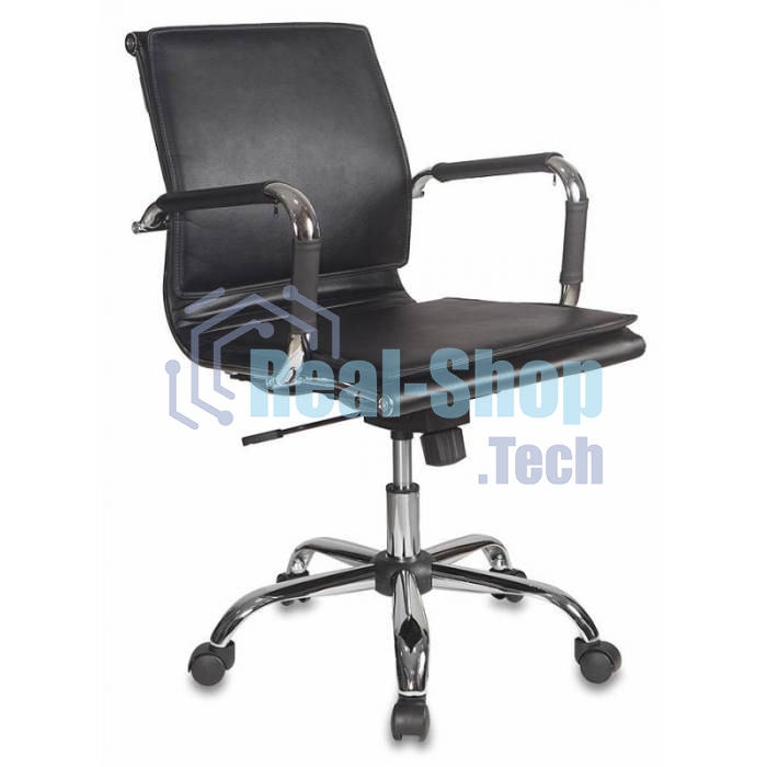 Кресло руководителя Бюрократ CH-993-Low/Black черный, низкая спинка, искусственная кожа, крестовина хром