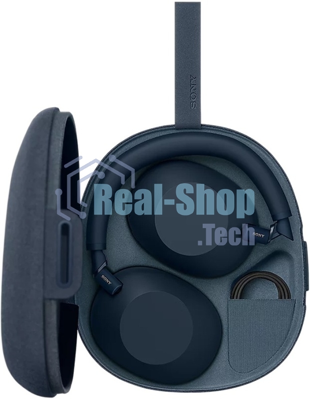 Беспроводные/проводные наушники Sony WH-1000XM6 синий, полноразмерные, Bluetooth + проводной, активное шумоподавление, до 40 ч