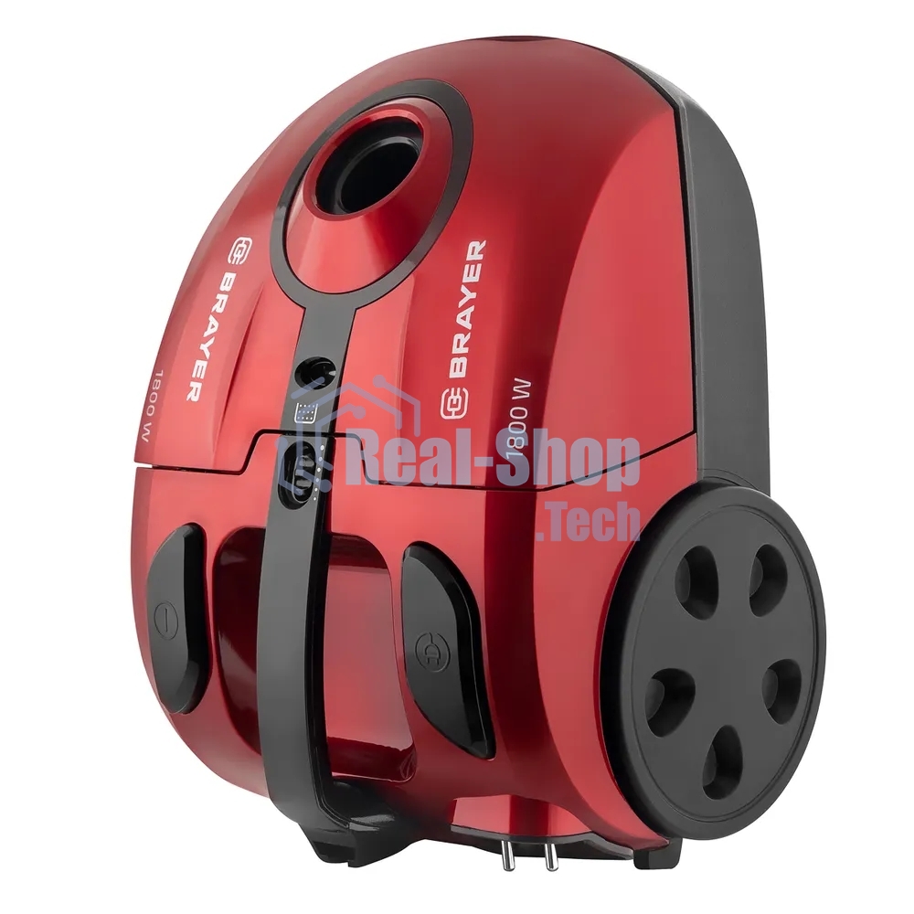Пылесос BRAYER BR4223 черный/красный, 380/1800 Вт, уборка сухая, пылесборник мешок 2.5 л