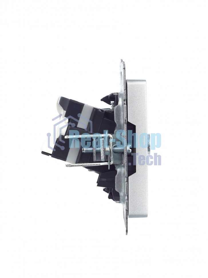 Розетка телевизионная двойная TV+RJ45 IEK Brite РТВ/РК12-БрА (BR-AK20-1-K47) кат.5E алюминий