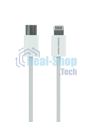 Кабель MORE CHOICE (4620202550408) K73i USB 3.0A PD 20W для Lighting 8-pin Type-C - нейлон 1м белый