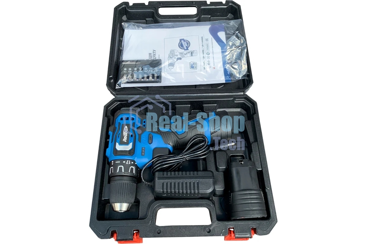 Дрель-шуруповерт Redbo LD-16BL, 16 В, 2 Ач, 40 Нм, бесщеточный