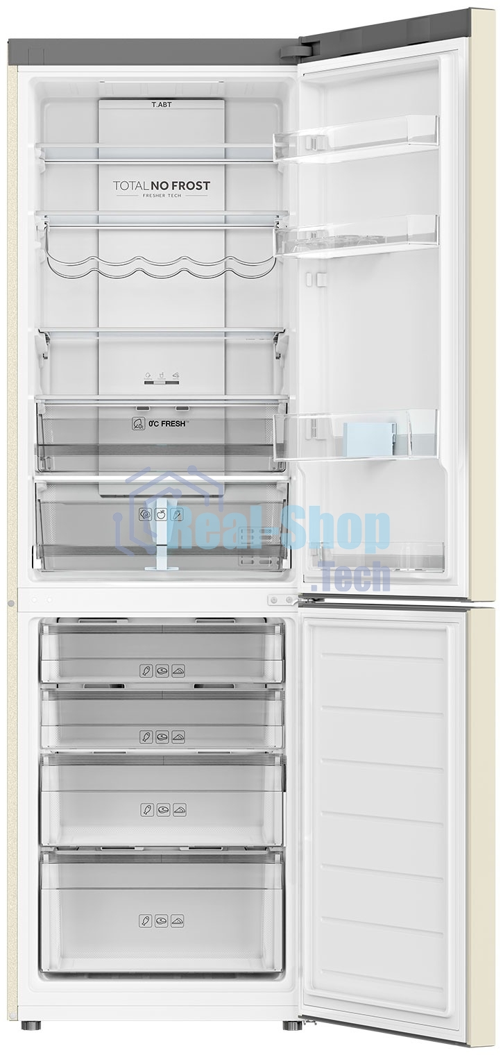 Холодильник Haier C2F636CCFDU1 бежевый двухкамерный 256/108 л морозилка снизу, No Frost