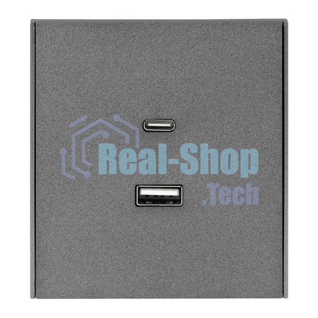 Розетка Kranz STRONG USB-A+Type-C 3А с функцией быстрой зарядки графит