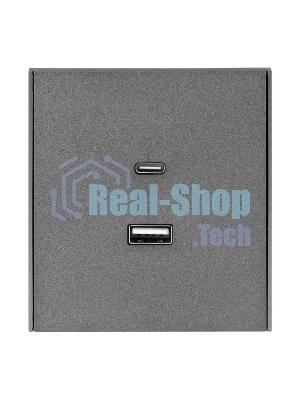 Розетка Kranz STRONG USB-A+Type-C 3А с функцией быстрой зарядки графит