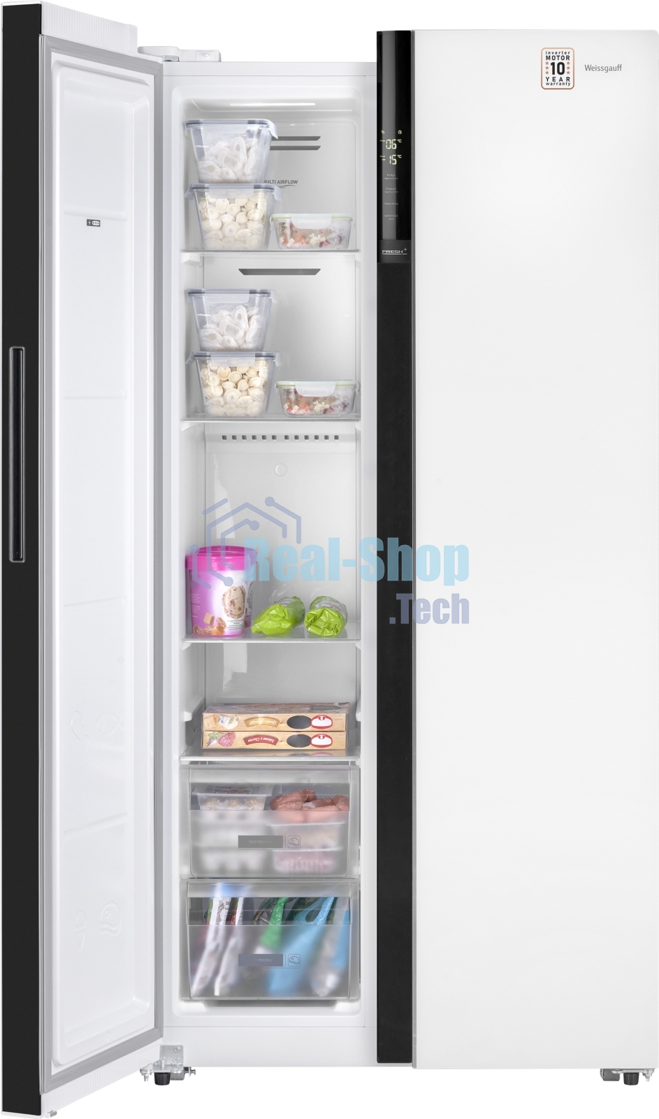 Холодильник Weissgauff WSBS 600 WG NoFrost Inverter 2-хкамерн. белый инвертер