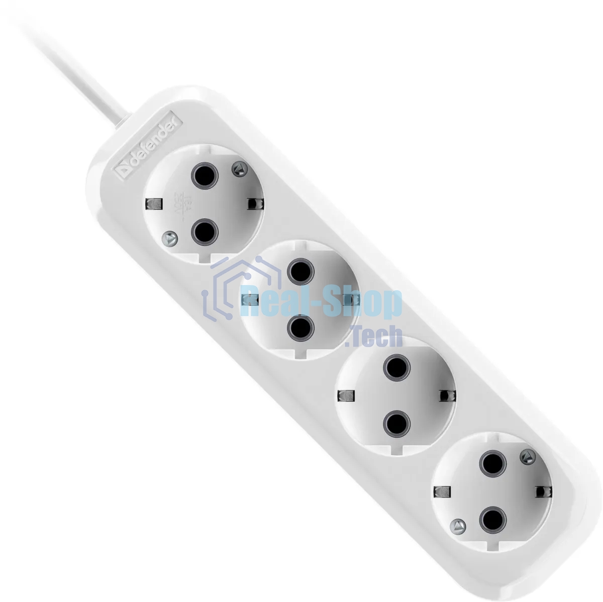 Удлинитель Defender R340 белый, 2 м, EURO, 4 розетки, 3500 Вт
