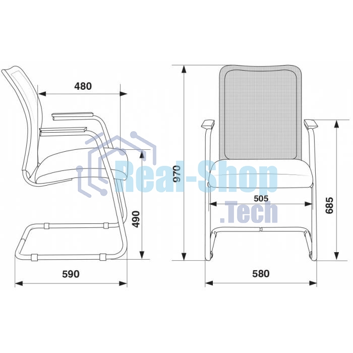 Кресло компьютерное Бюрократ CH-599AV/32G/TW-11 на полозьях, серый TW-32K03, сиденье черный TW-11