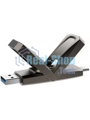 Флешка USB Netac US5 128Gb USB 3.2+TypeC Solid State Flash, up to 550MB/500Mb/s