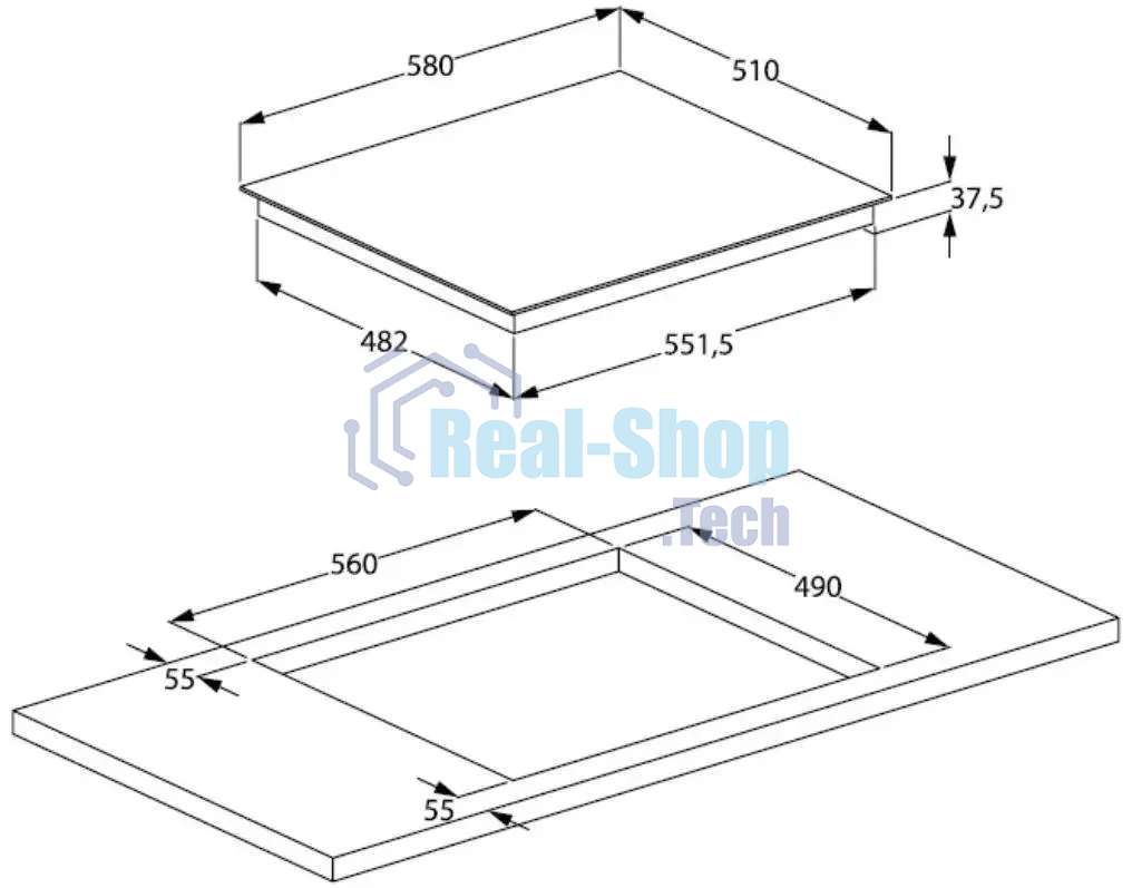 Встраиваемая электрическая варочная поверхность Beko HIC 64402 T, черный