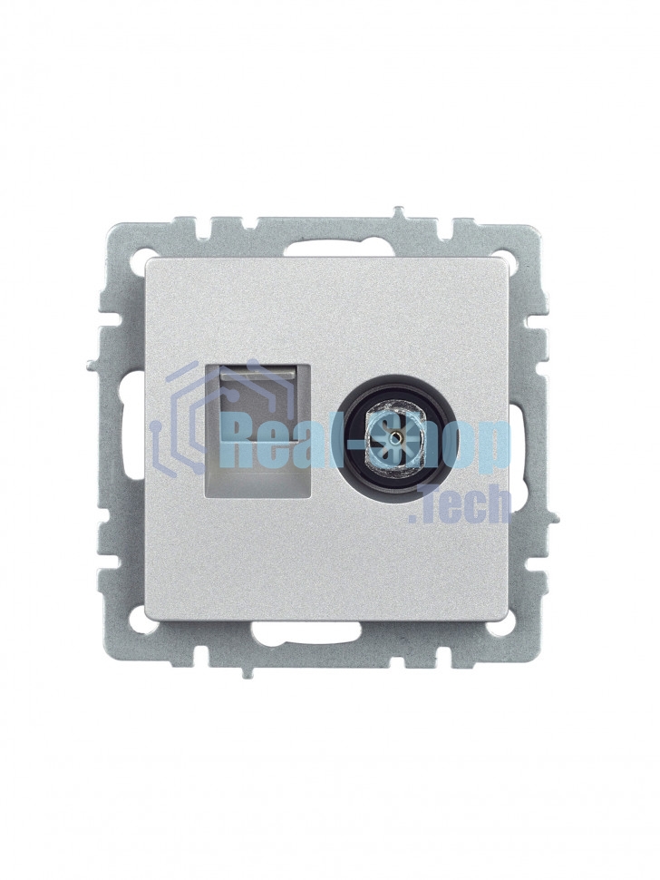 Розетка телевизионная двойная TV+RJ45 IEK Brite РТВ/РК12-БрА (BR-AK20-1-K47) кат.5E алюминий