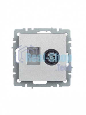 Розетка телевизионная двойная TV+RJ45 IEK Brite РТВ/РК12-БрА (BR-AK20-1-K47) кат.5E алюминий