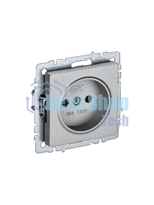 Розетка 1-местная IEK BRITE РС10-1-0-БрА (BR-R10-10-K47) без заземления, без защитных шторок, 10А, алюминий