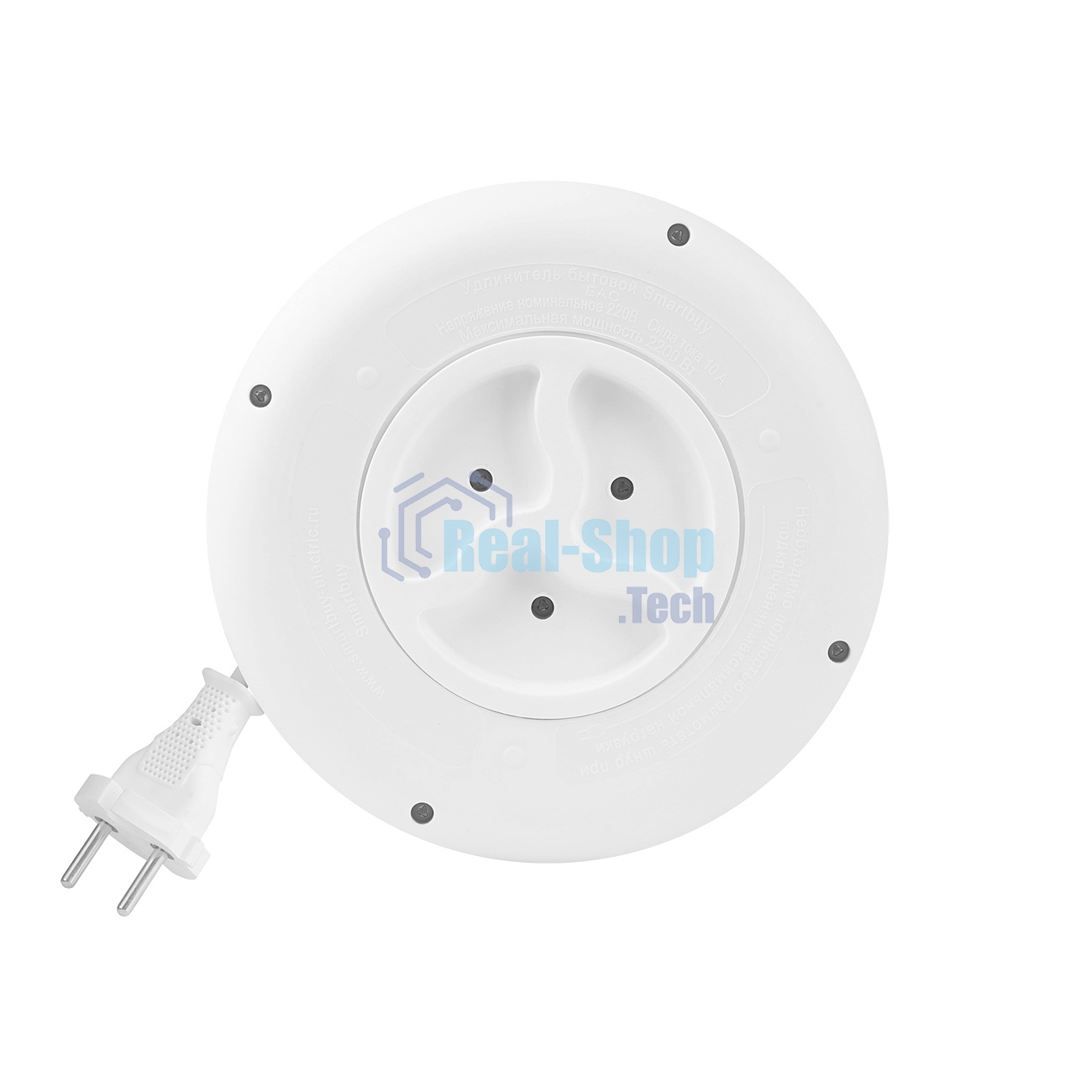 Удлинитель 3 гнезда 3 метра 10А/2,2 кВт, без заземления, круглый, белый (SBE-10-3-03-W)/40