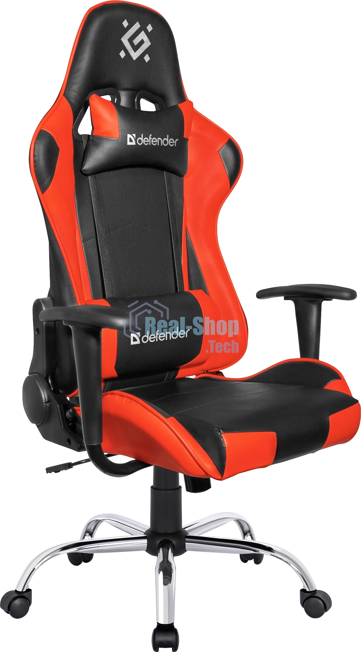 Кресло игровое Defender Azgard черный/Красный, полиуретан, 60 мм