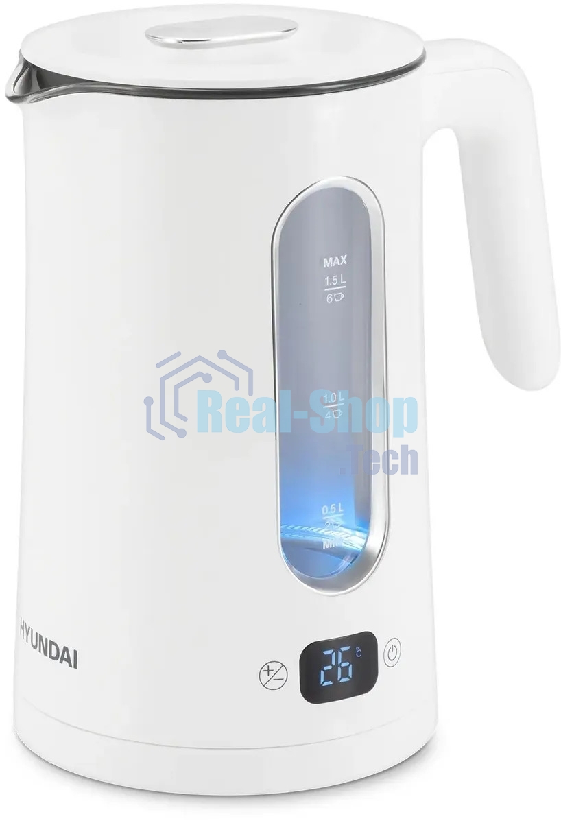 Чайник электрический Hyundai HYK-G5510 1.5л. 2200Вт белый/прозрачный корпус: стекло