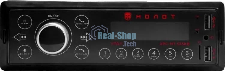 Автомагнитола Ural Молот АРС-МТ 333К, 1 DIN, Bluetooth, USB Type-A, AUX