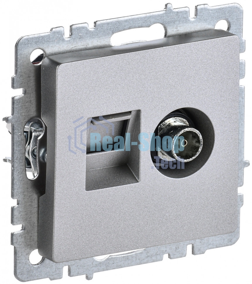 Розетка телевизионная двойная TV+RJ45 IEK Brite РТВ/РК12-БрА (BR-AK20-1-K47) кат.5E алюминий