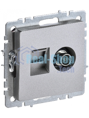 Розетка телевизионная двойная TV+RJ45 IEK Brite РТВ/РК12-БрА (BR-AK20-1-K47) кат.5E алюминий