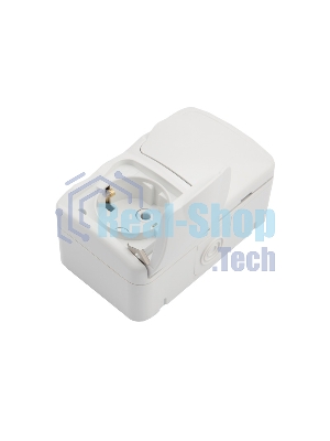 Блок из 2 розеток горизонтальный Kranz Mini OG открытой установки с заземлением, IP54 белый