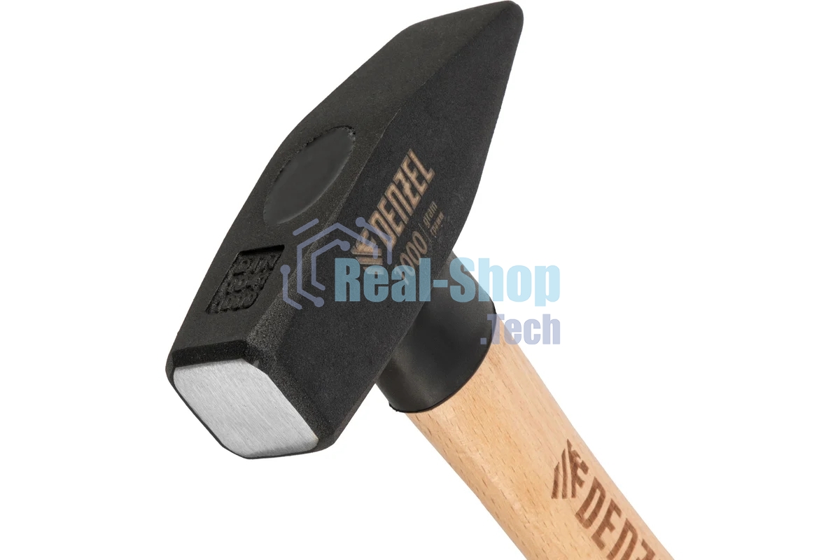 Молоток слесарный Denzel 1000 г, кованый квадратный боек, буковая рукоятка