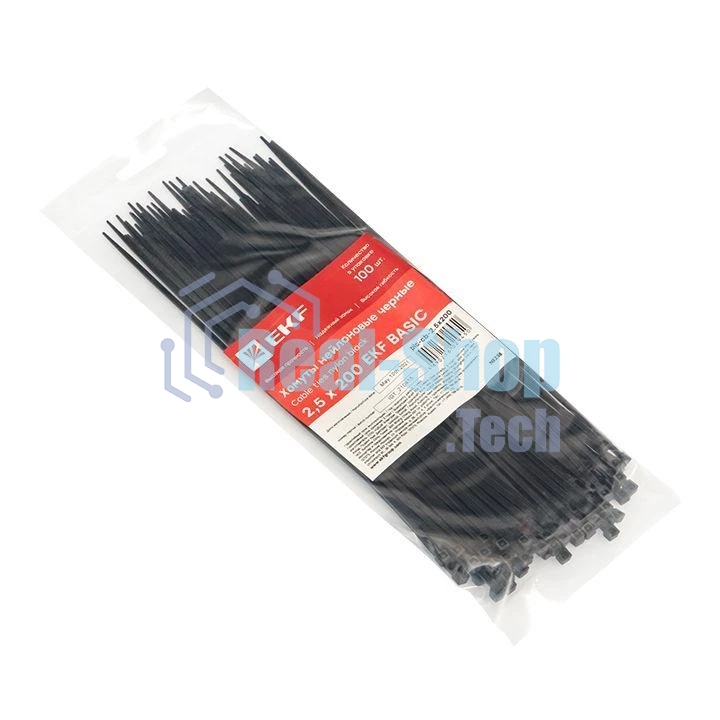 Хомут кабельный 2.5х200 нейл. черный (уп. 100 шт) EKF plc-cb-2.5x200