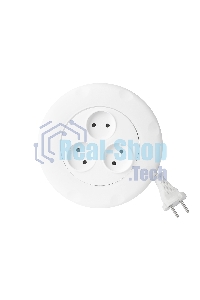 Удлинитель 3 гнезда 3 метра 10А/2,2 кВт, без заземления, круглый, белый (SBE-10-3-03-W)/40