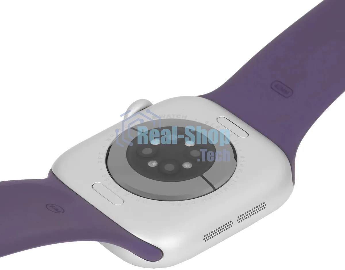 Умные часы Apple Watch Series 11 A3331 42мм OLED корп.серебристый Sport Band рем.фиолетовый разм.брасл.:M/L (MEU74LW/A)