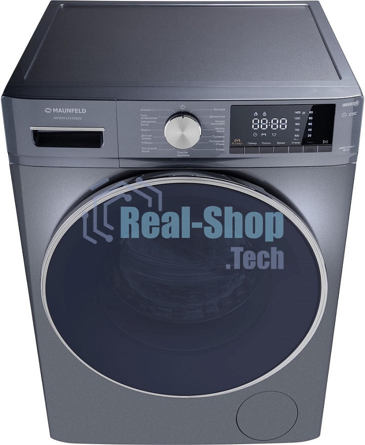 Стиральная машина Maunfeld MFWM1410SB02 темно-серебристый, загрузка фронтальная 10 кг, 1400 об/мин., класс: А+++