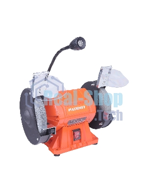 Станок заточной PATRIOT Expert GM 150 PL, подсветка, 375Вт, 2980об/мин,150мм диск, А36/А60 зерн, посадочный 12.7мм, асинхронный, адаптер на круги 32 мм