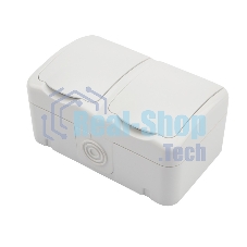 Блок из 2 розеток горизонтальный Kranz Mini OG открытой установки с заземлением, IP54 белый